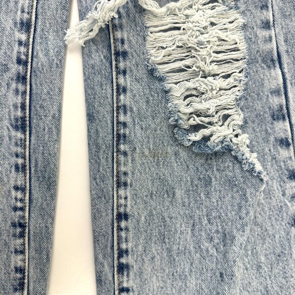 Shein Straight Leg Raw Hem Distressed Women's size M Blue Denim jeans - Picture 2 of 7